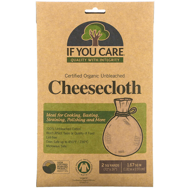 If You Care, Organic Cheesecloth, Unbleached, 2 sq yards, 1 Piece