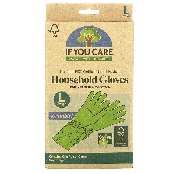 If You Care‏, Household Gloves, Reusable, Large, 1 Pair