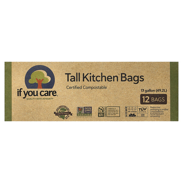 If You Care Tall Kitchen Bags, 13 Gallon, 12 Bags