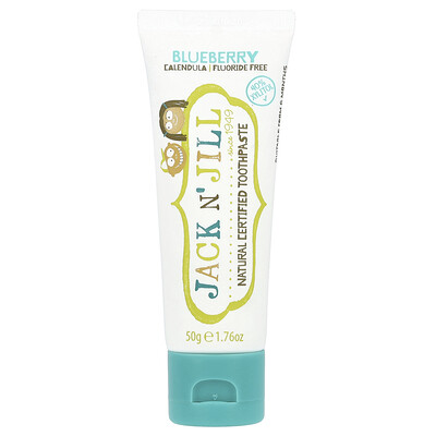 Jack N' Jill , Natural Certified Toothpaste, Months+, Blueberry, 1.76 Oz (50 G) Size 6