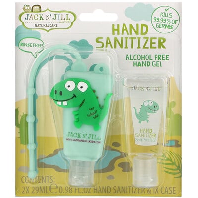 Jack n' Jill Hand Sanitizer, Dino, 2 Pack, 0.98 fl oz (29 ml) Each and 1 Case