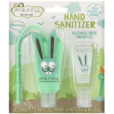 Jack n' Jill Hand Sanitizer, Bunny, 2 Pack, 0.98 fl oz (29 ml) Each and 1 Case