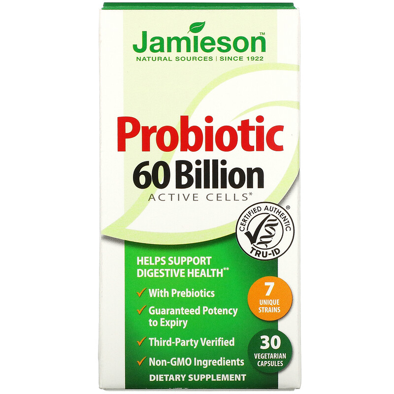 Jamieson Natural Sources, Probiotic, 60 Billion, 30 Vegetarian Capsules ...