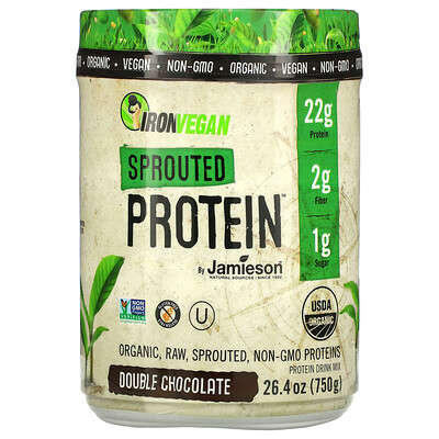 Jamieson Natural Sources IronVegan, Sprouted Protein, Double Chocolate, 26.4 oz (750 g)