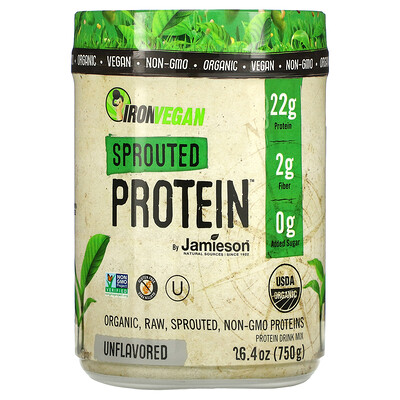 Jamieson Natural Sources IronVegan, Sprouted Protein, Unflavored, 26.4 oz (750 g)