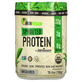 Jamieson Natural Sources, IrongVegan, Sprouted Protein, Unflavored, 26.4 oz (750 g)
