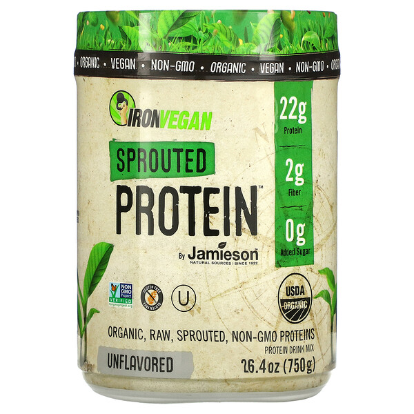 Jamieson Natural Sources‏, IronVegan, Sprouted Protein, Unflavored, 26.4 oz (750 g)