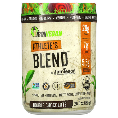 Jamieson Natural Sources IronVegan, Athlete's Blend, Double Chocolate, 26.5 oz (750 g)