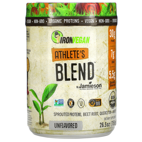 Jamieson Natural Sources‏, IronVegan, Athlete's Blend, Unflavored, 26.5 oz (750 g)