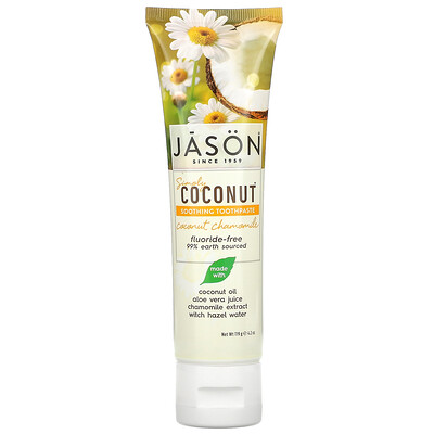 Купить Jason Natural Simply Coconut, успокаивающая зубная паста, кокосовая ромашка, 119 г (4, 2 унции)