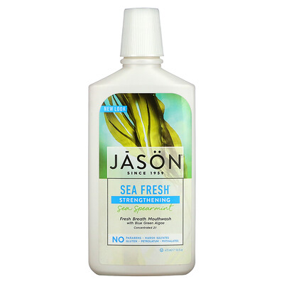 Купить Jason Natural Sea Fresh Strength, ополаскиватель для полости рта «Свежее дыхание», морская мята, 473 мл (16 жидк. Унций)