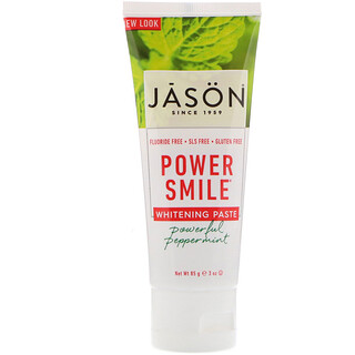 Jason Natural, Power Smile, pâte blanchissante, puissanment poivrée à la menthe , 3 oz (85 g)