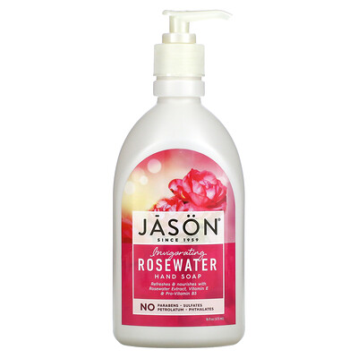 Купить Jason Natural Бодрящее мыло для рук, розовая вода, 473 мл (16 жидк. Унций)