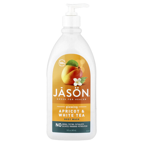 Jason Natural Body Wash, Glowing Apricot & White Tea, 30 fl oz (887 ml)