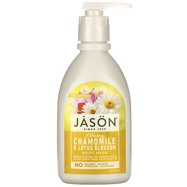 Jason Natural‏, סבון רחצה, קמומיל מרגיע ופריחת הלוטוס, 887 מ“ל (30 אונקיות נוזל)