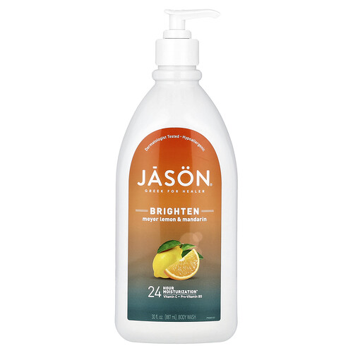 Jason Natural, Brighten dusjsåpe, Meyer sitron og mandarin, 887 ml
