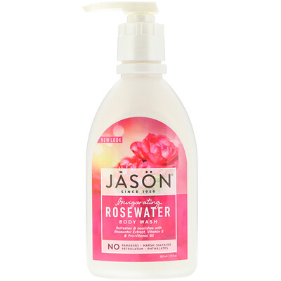 Jason Natural Гель для душа, с бодрящей розовой водой, 887 мл (30 унций)