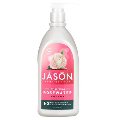 Jason Natural Гель для душа, с бодрящей розовой водой, 887 мл (30 унций)