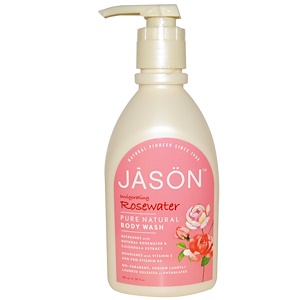 Jason Natural, Чистый натуральный бодрящий гель для душа с розовой водой, 887 мл