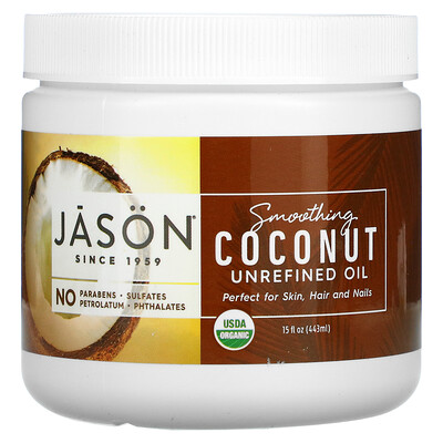 Jason Natural Smoothing Coconut, нерафинированное масло, 443 мл (15 жидк. Унций)