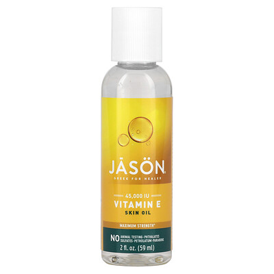 Jason Natural Чистое натуральное масло для кожи, максимально эффективный витамин Е, 45 000 МЕ, 59 мл (2 жидких унции)