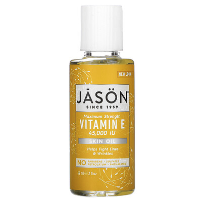 Купить Jason Natural Чистое натуральное масло для кожи, максимально эффективный витамин Е, 45 000 МЕ, 59 мл (2 жидких унции)