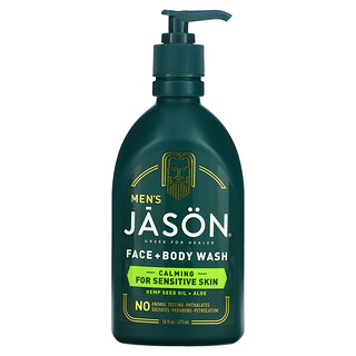Jason Natural, Men's, Face + Body Wash, Hemp Seed Oil + Aloe, 16 fl oz (473 ml)