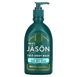 Jason Natural, Men's, Face + Body Wash, Ocean Minerals + Eucalyptus, 16 fl oz (473 ml)