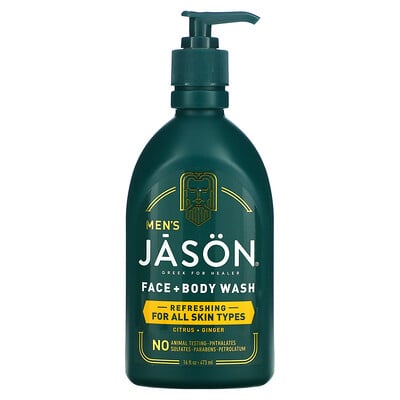 Jason Natural, Men's Face + Body Wash, Citrus + Ginger, 16 fl oz (473 ml)