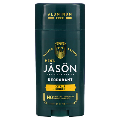 Купить Jason Natural Для мужчин, дезодорант, цитрус и имбирь, без алюминия, 71 г (2, 5 унции)