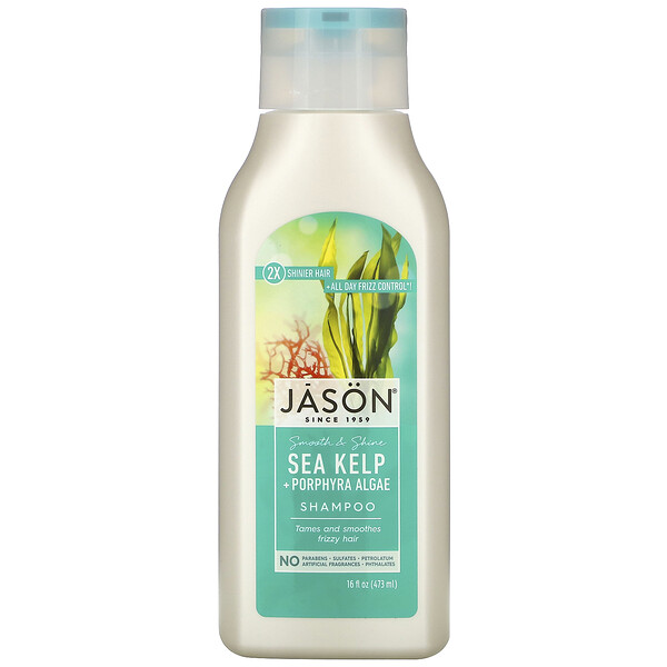 Jason Natural, שמפו לשיער חלק ובוהק, אצות ים + אצות פורפירה, 473 מ“ל (16 אונקיות נוזל)