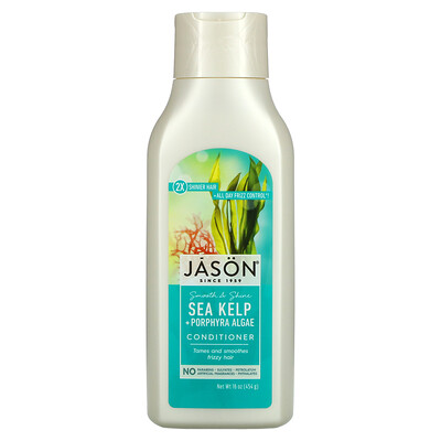 Купить Jason Natural Кондиционер для гладкости и блеска, морские водоросли + порфира, 454 г (16 унций)