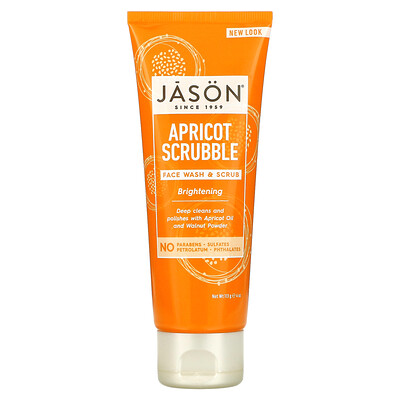 Jason Natural Осветляющий абрикосовый скраб, гель для умывания и скраб для лица, 113 г (4 унции)