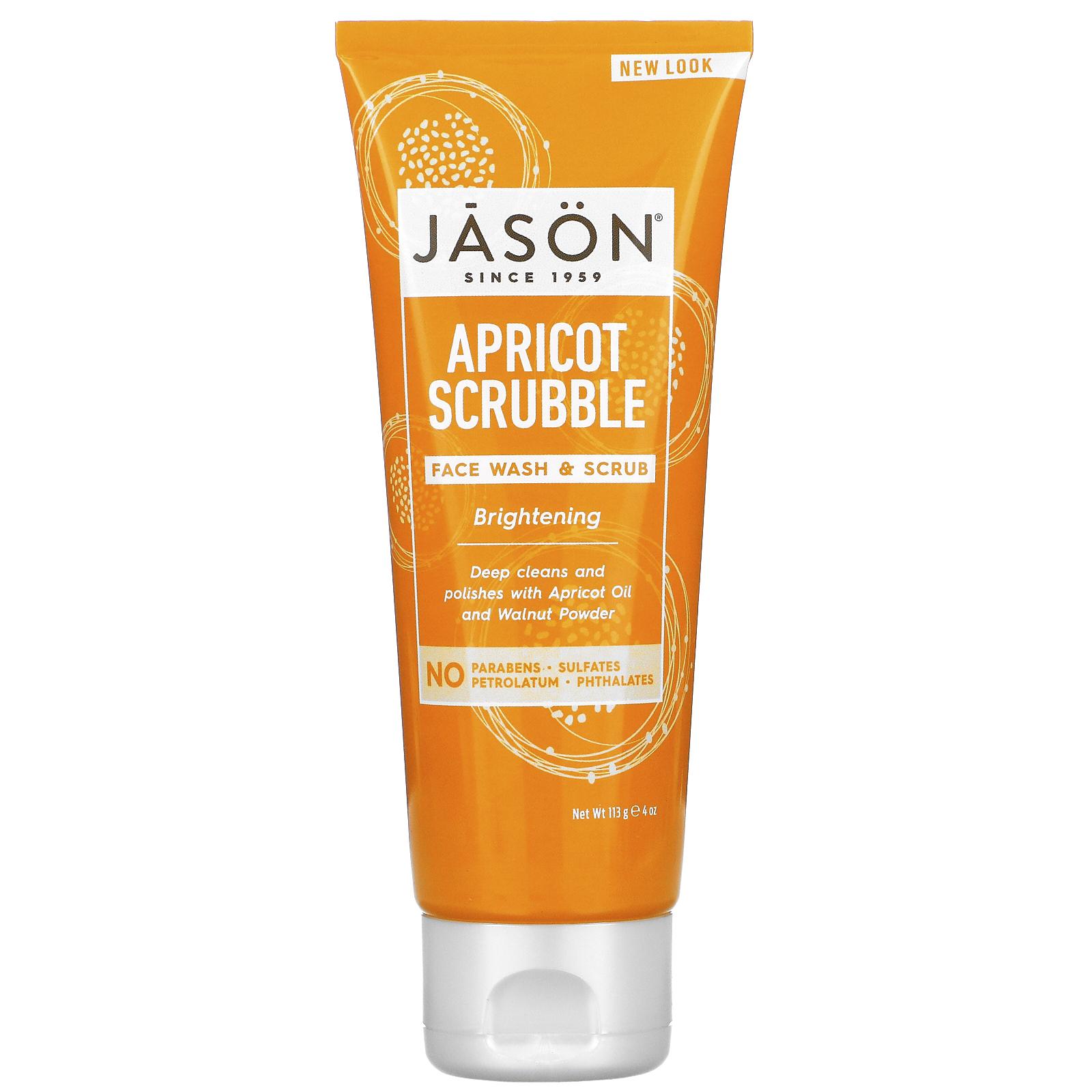 Jason Natural, Brightening Apricot Scrubble, Facial Wash & Scrub, 4 oz