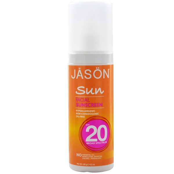Jason Natural, Sun, Facial Sunscreen, SPF 20, 4.5 oz (128 g) (Discontinued Item) 