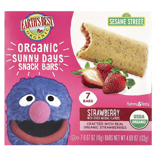 Earth's Best, Organic Sunny Days Snack Bars®, Bio-Snackbars® von Sunny Days, für Kinder ab 2 Jahren, Erdbeere, 7 Riegel, je 19 g (0,67 oz.).