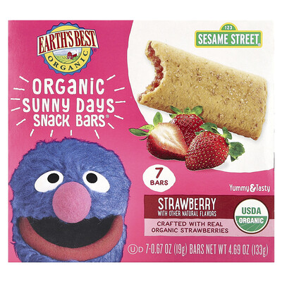 Product Image for Earth's Best, Organic Sunny Days Snack Bars , For Ages 2 Years and Up, Strawberry, 7 Bars, 0.67 oz (19 g) Each