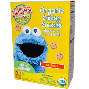Ёртс Бест, Organic Smiley Snacks, Banana, 3.5 oz (99 g) отзывы покупателей