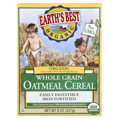 Product Image for Earth's Best, Organic Whole Grain Oatmeal Cereal, 8 oz (227 g)