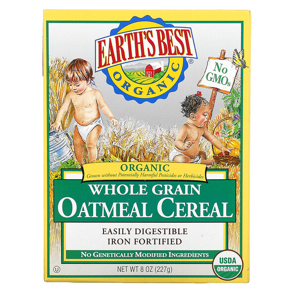 Earth's Best‏, דייסת שיבולת שועל אורגנית מדגנים מלאים, 227 גר' (8 oz)