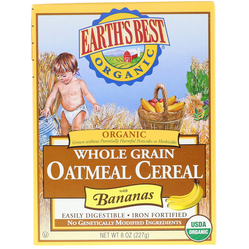 Earth's Best, Organic Whole Grain Oatmeal Cereal with Bananas, 8 oz (227 g) iHerb