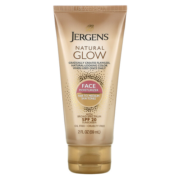 Jergens, Natural Glow, Tägliche Gesichtscreme, LSF 20, hell bis mittel, 59 ml