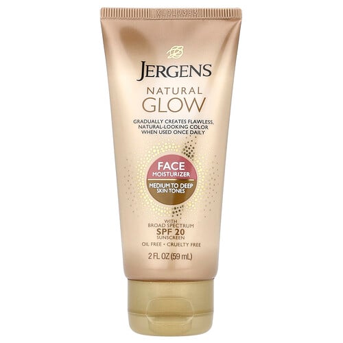 Jergens Natural Glow, Face Moisturizer, SPF 20, Medium to Deep, 2 fl oz (59 ml)