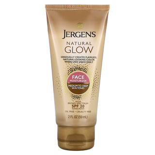 Jergens, Natural Glow, Face Moisturizer, SPF 20, Medium to Deep Skin Tones, 2 fl oz (59 ml)