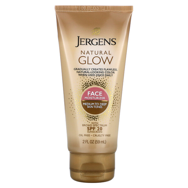 Jergens‏, Natural Glow, Face Moisturizer, SPF 20, Medium to Deep Skin Tones, 2 fl oz (59 ml)