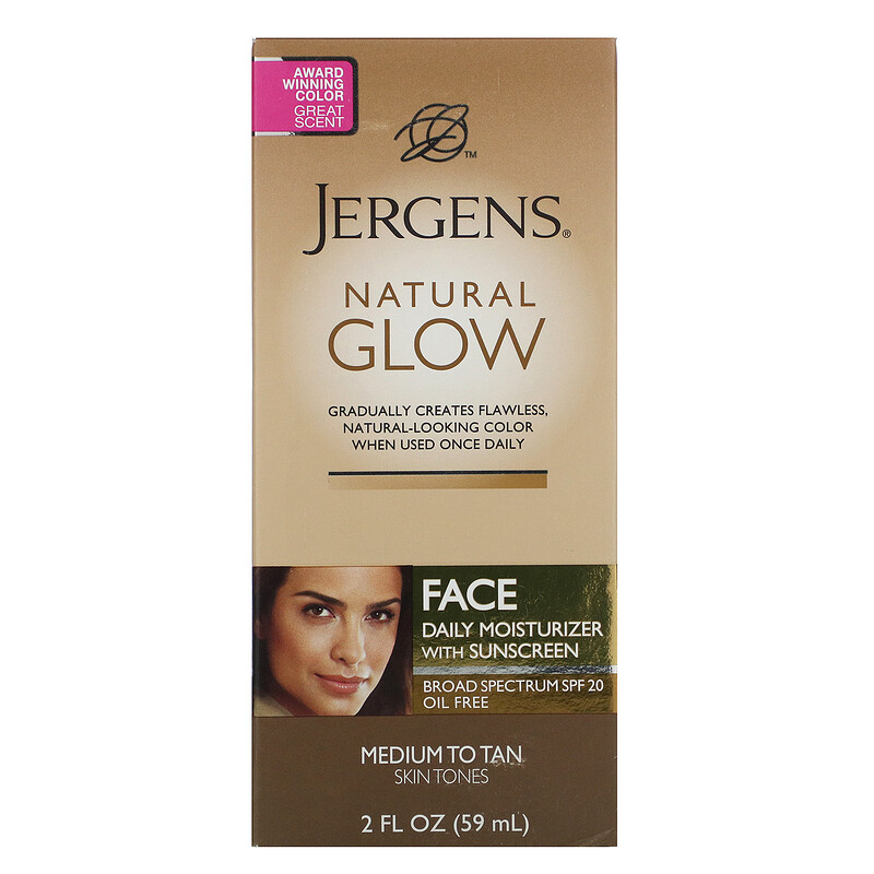 Jergens, Natural Glow, Face Daily Moisturizer, SPF 20, Medium to Tan, 2