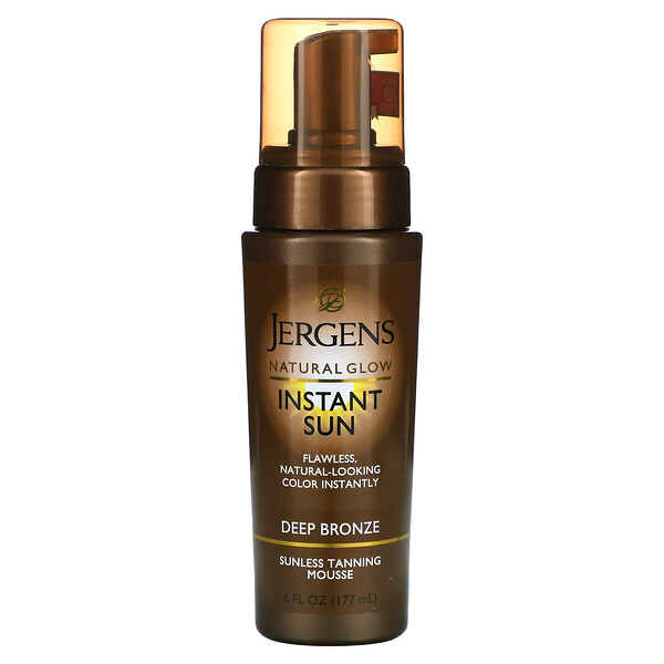 Jergens‏, Natural Glow, Instant Sun, מוס שיזוף ללא שמש, נחושת עמוקה, 177 מ"ל (6 אונקיות נוזליות)