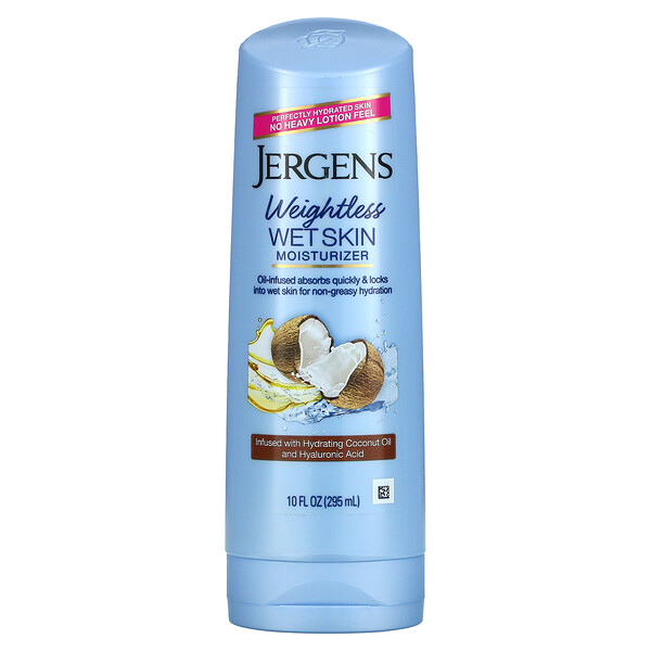 Jergens‏, Coconut Oil, קרם לחות לעור רטוב, 295 מ"ל (10 אונקיות נוזל)