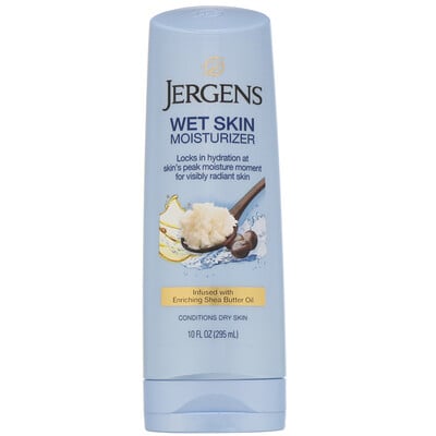 Jergens Увлажняющее средство Wet Skin Moisturizer для нанесения на влажную кожу, с маслом ши, 295 мл  - купить со скидкой