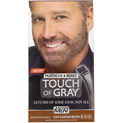Just for Men Краска для усов и бороды Touch of Gray, светло- и средне-коричневый B-25/35, 1 набор для многократного использования